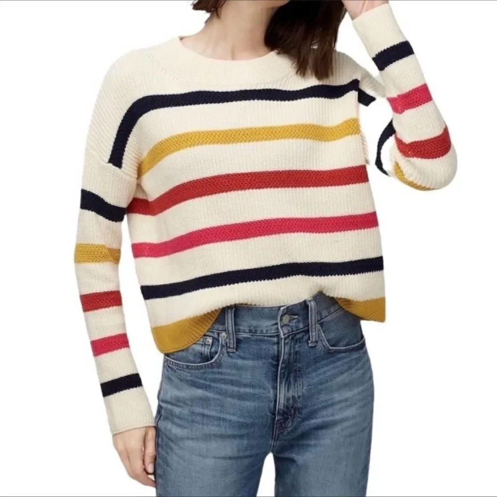 J. Crew The Reeds Rainbow stripe Crewneck sweater size Small preowned